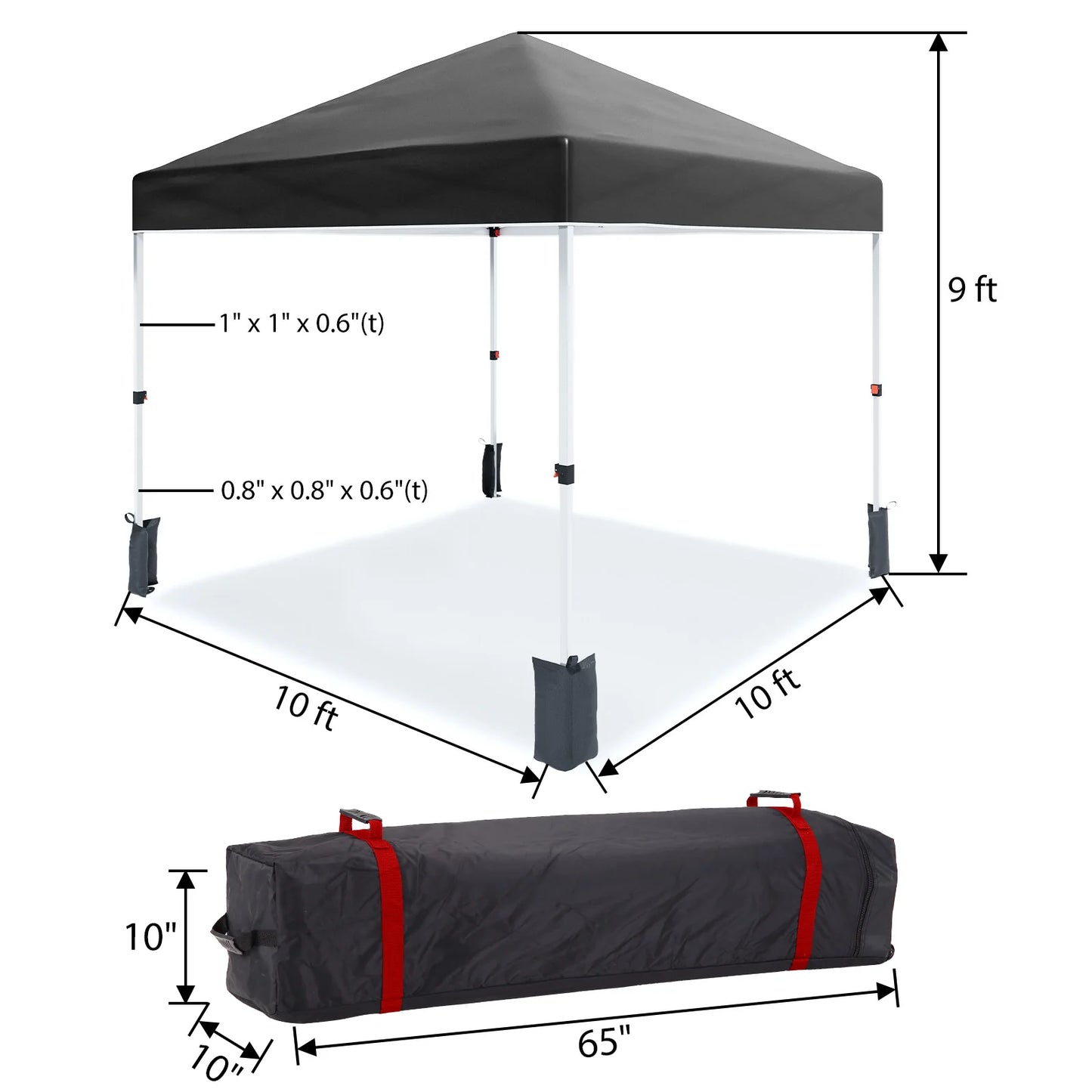 10x10ft Center Locking Waterproof Canopy Tent for 5-8 People