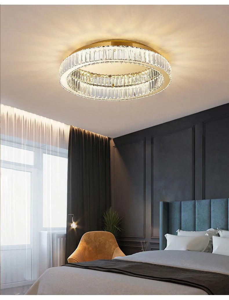 Modern Gold Crystal Ceiling Chandelier