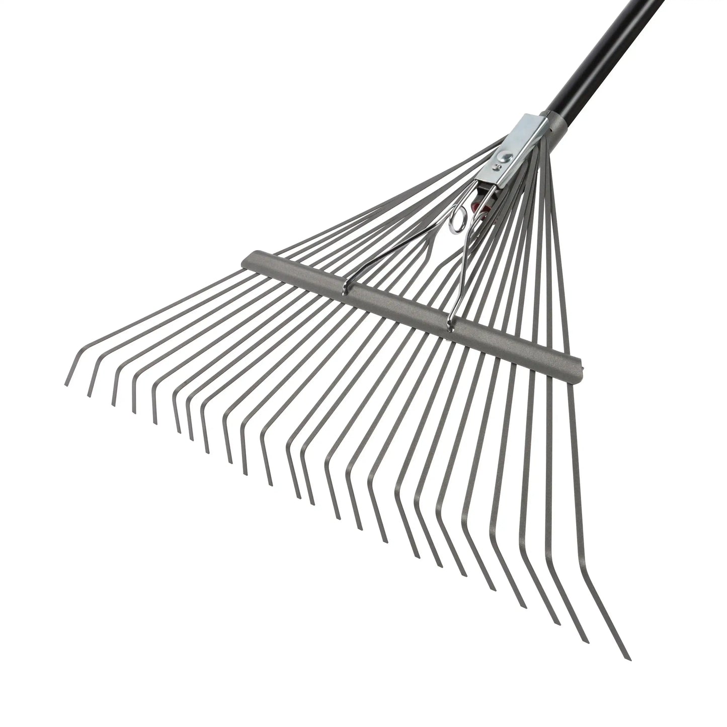 Garden Rake, Metal Tine Leaf Rake with Fiberglass Handle, 62", Black