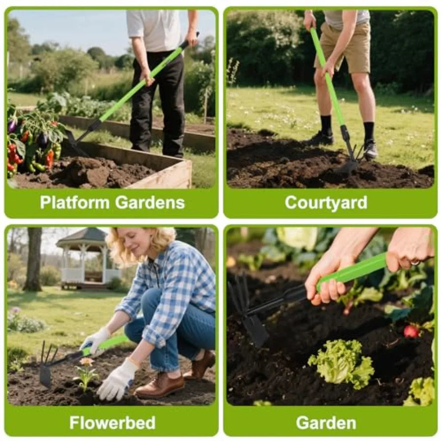 Telescopic Garden Hoe DualHead Weeding and Cultivating Tool