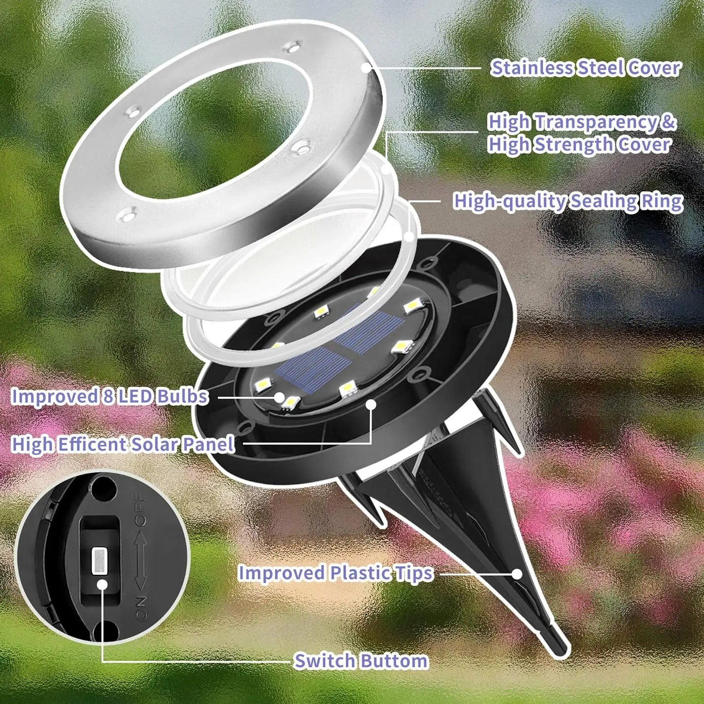 Solar Outdoor Lights Set of 4 or 8 Modern LED Design