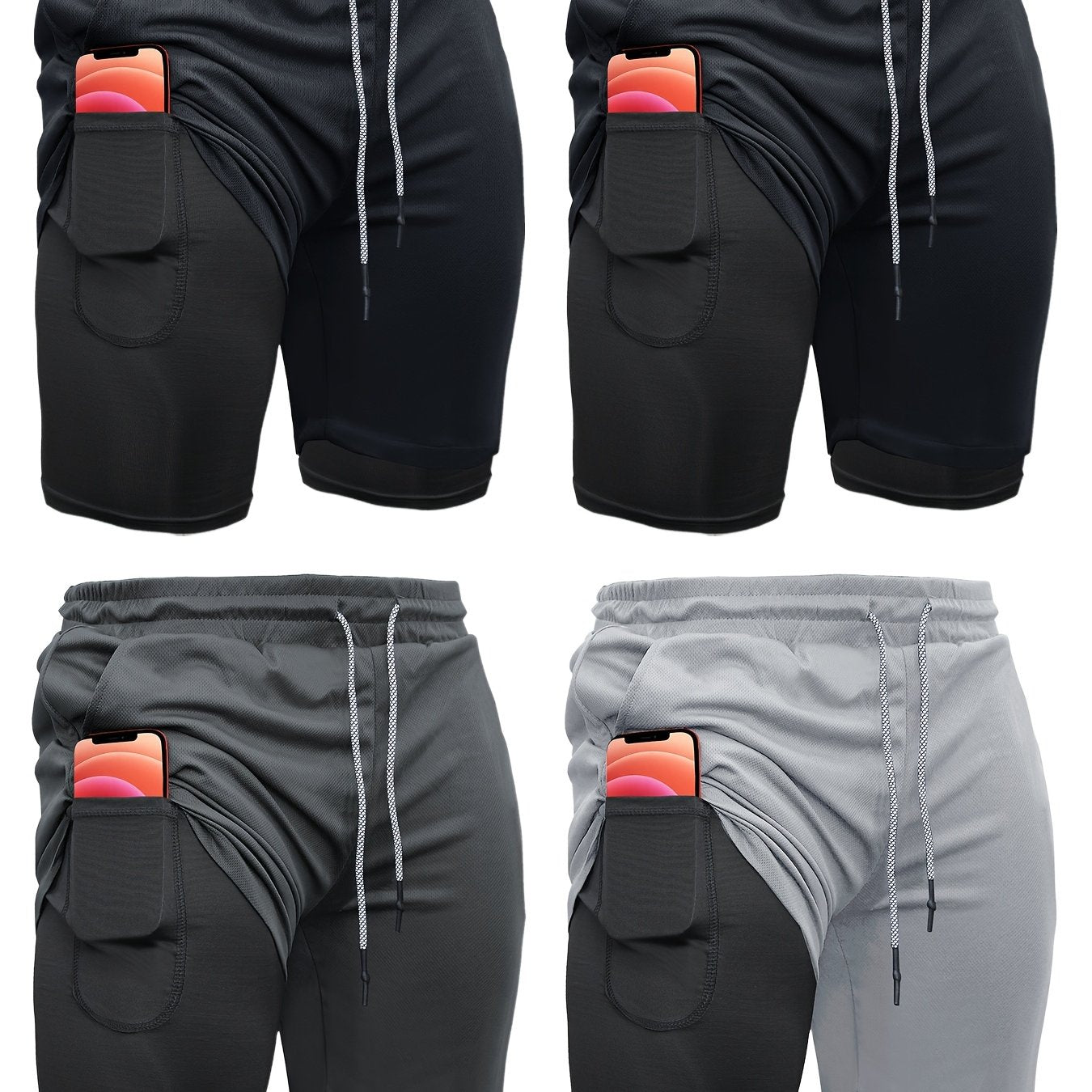4pcs 2-in-1 High Stretch Men's Shorts