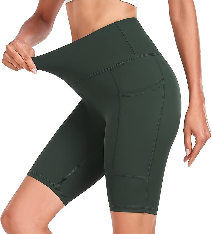 4pcs Women's High-Waisted Yoga Shorts with Side Pockets
