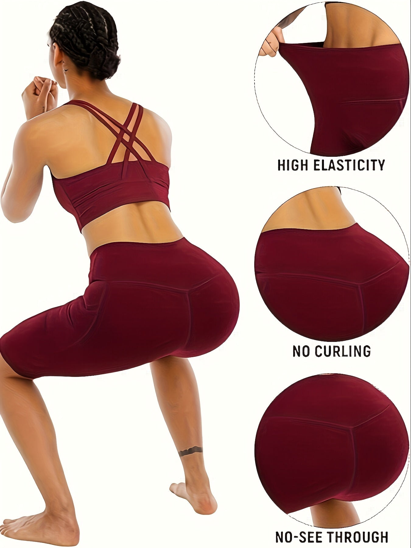 4pcs Women's High-Waisted Yoga Shorts with Side Pockets