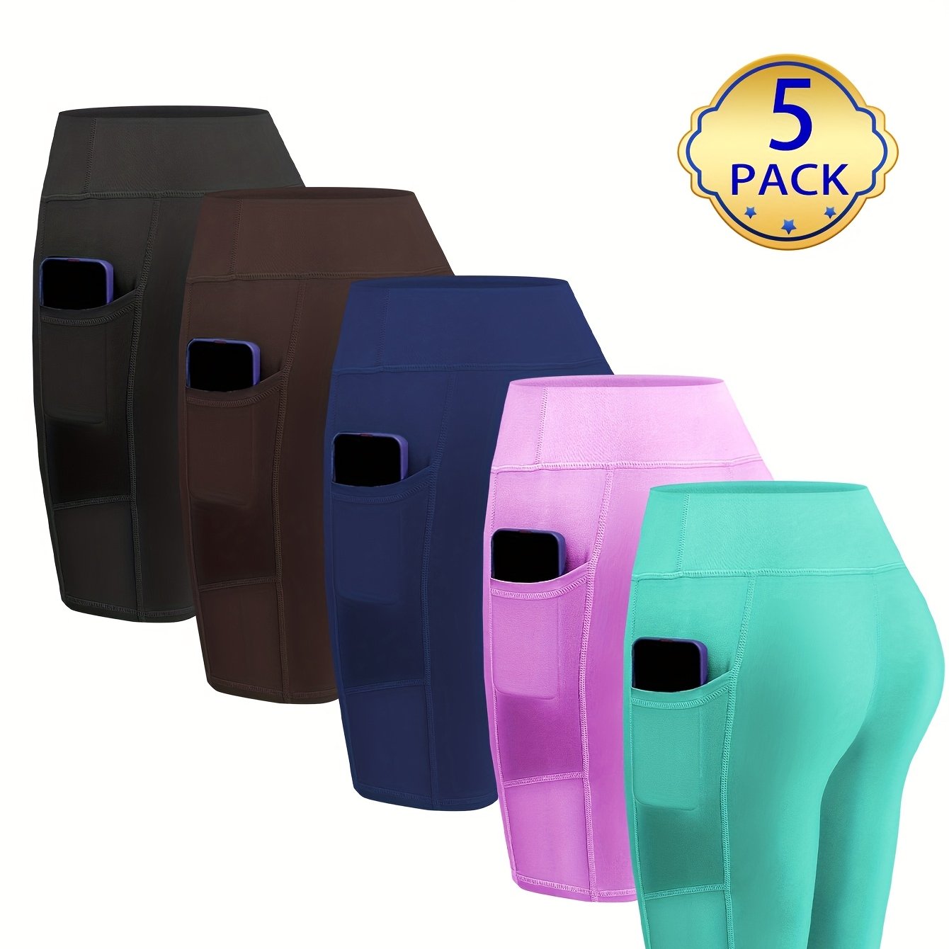 Women'S 5pcs High-Waisted Athletic Shorts Set