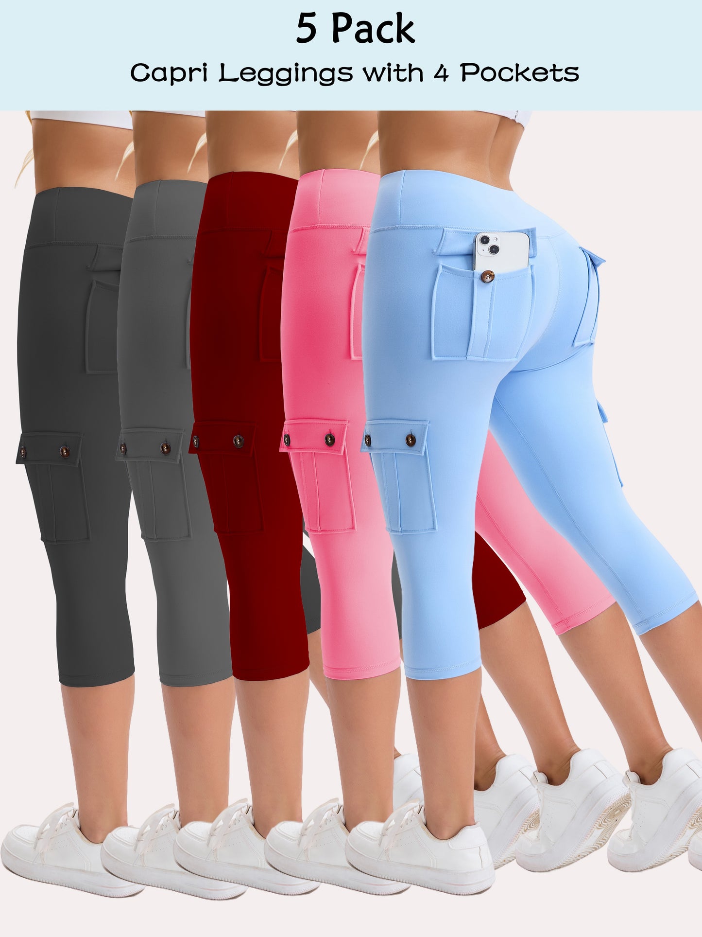 5pcs High Waist Yoga Cap