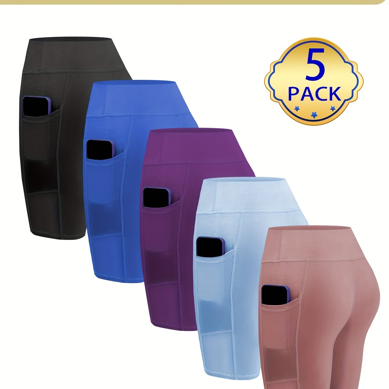 Women'S 5pcs High-Waisted Athletic Shorts Set
