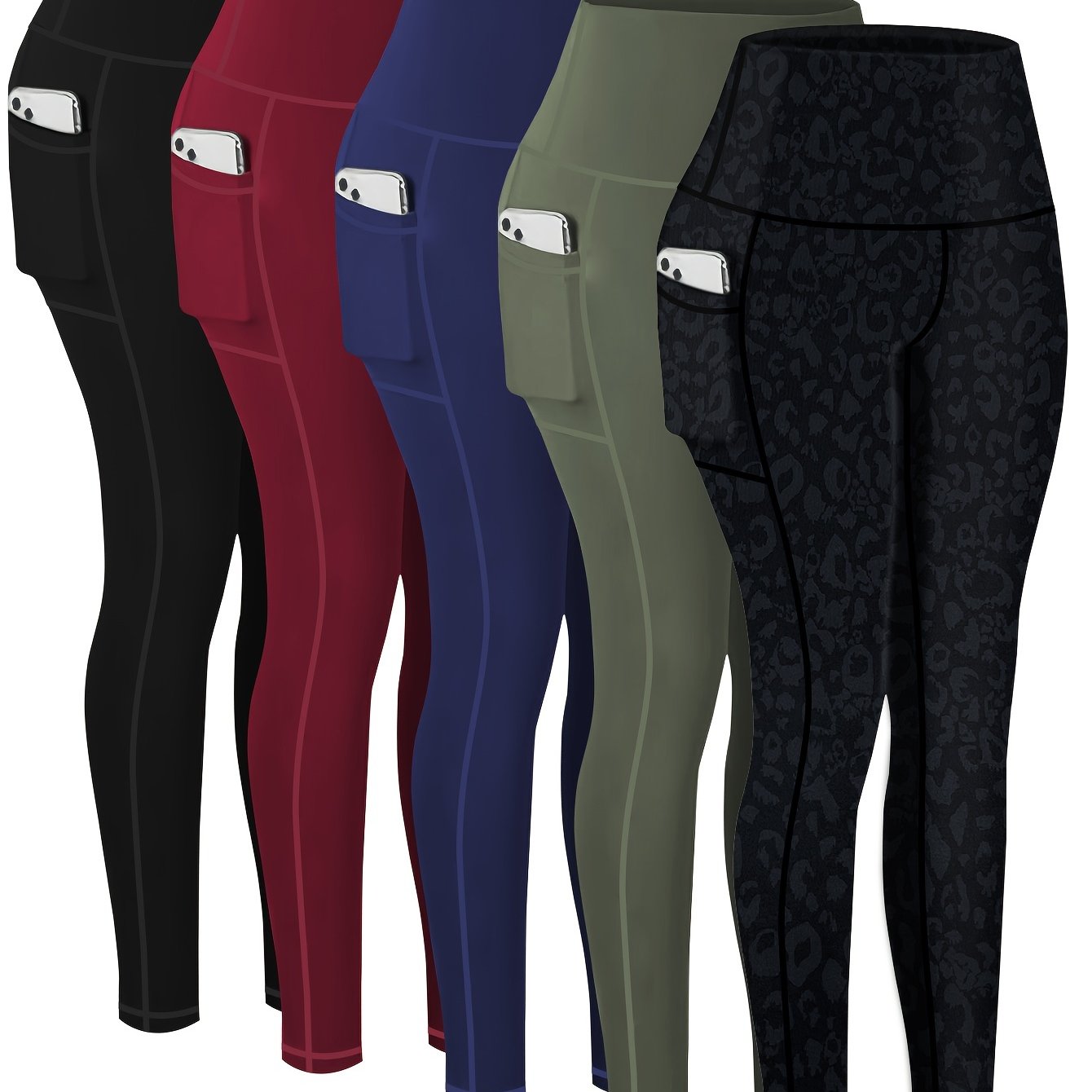 5-Pack Plus Size Sports Leggings For Women,