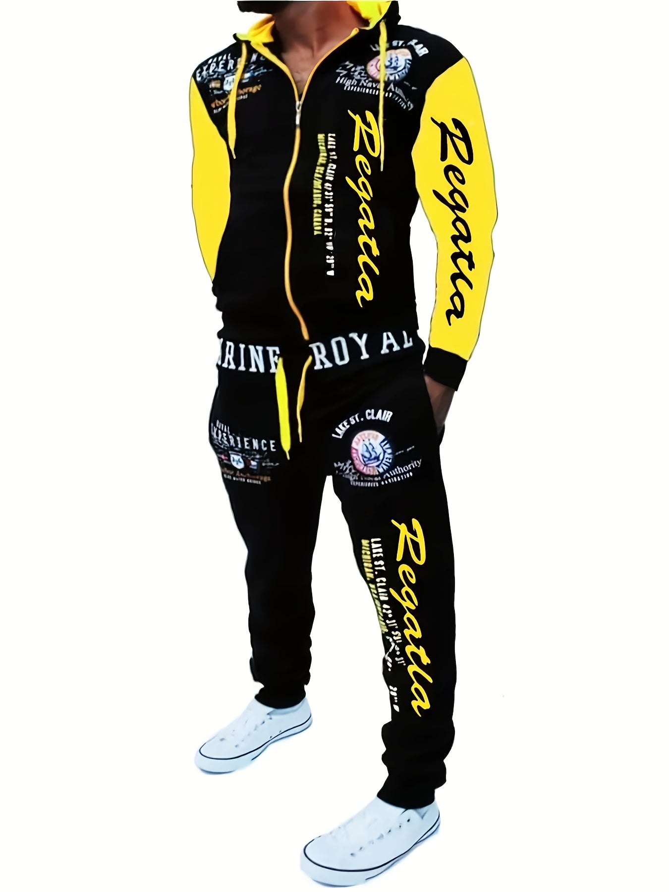 Men's Hooded Letter Printed Sportswear Set,