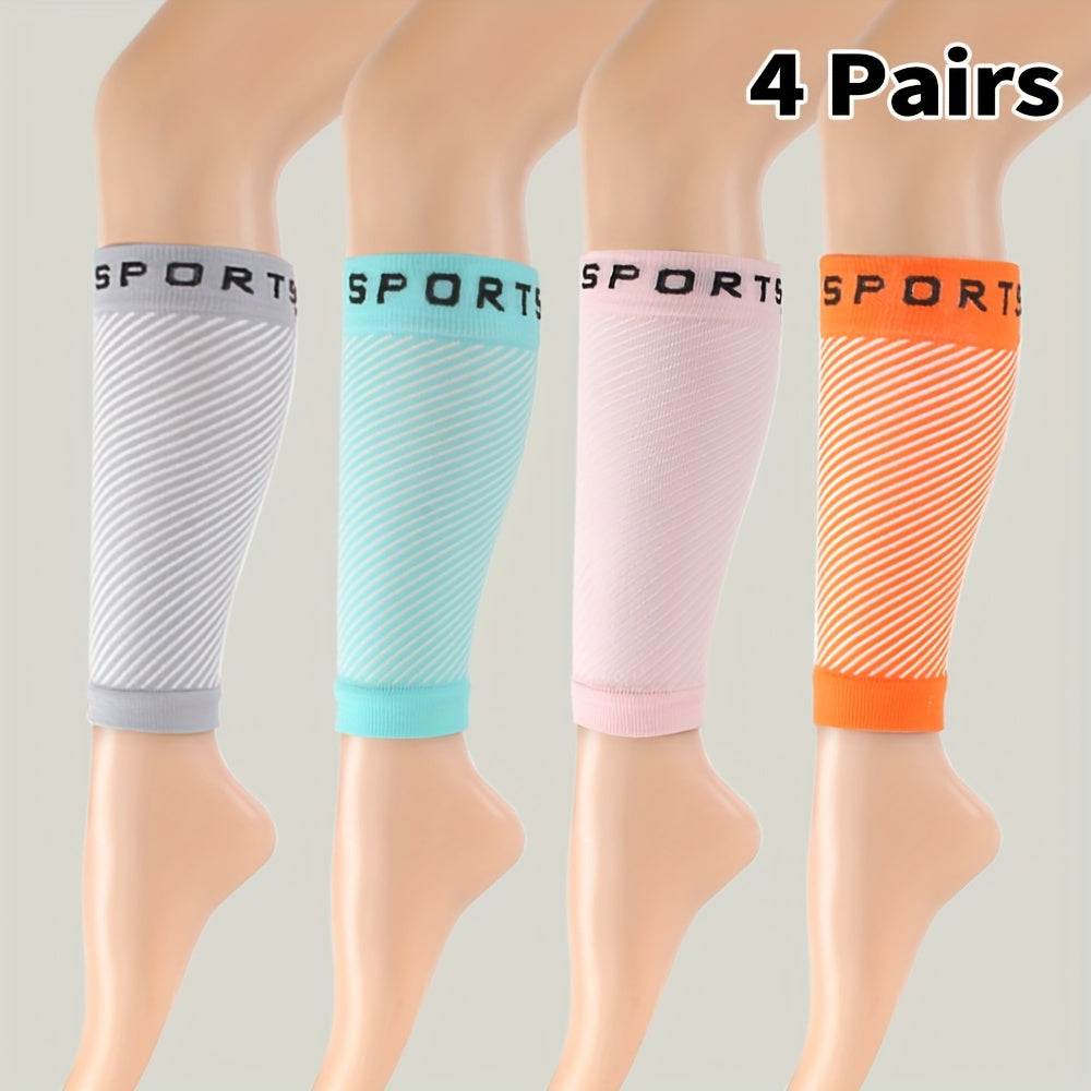 Women's Compression Leg Warmers Four Pair Pack With Side Stripe