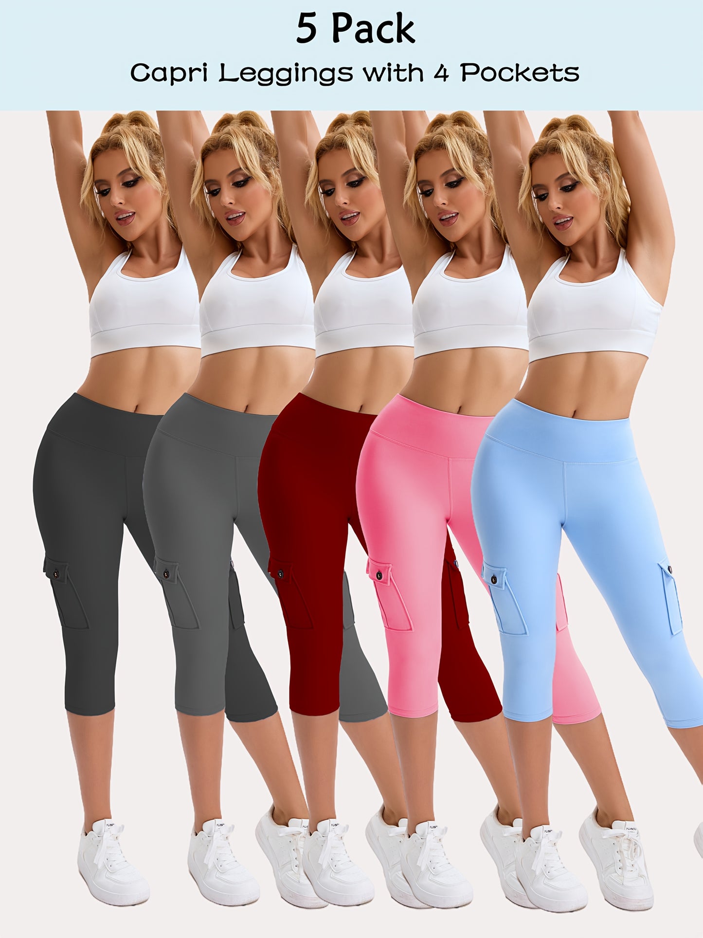 5pcs High Waist Yoga Cap