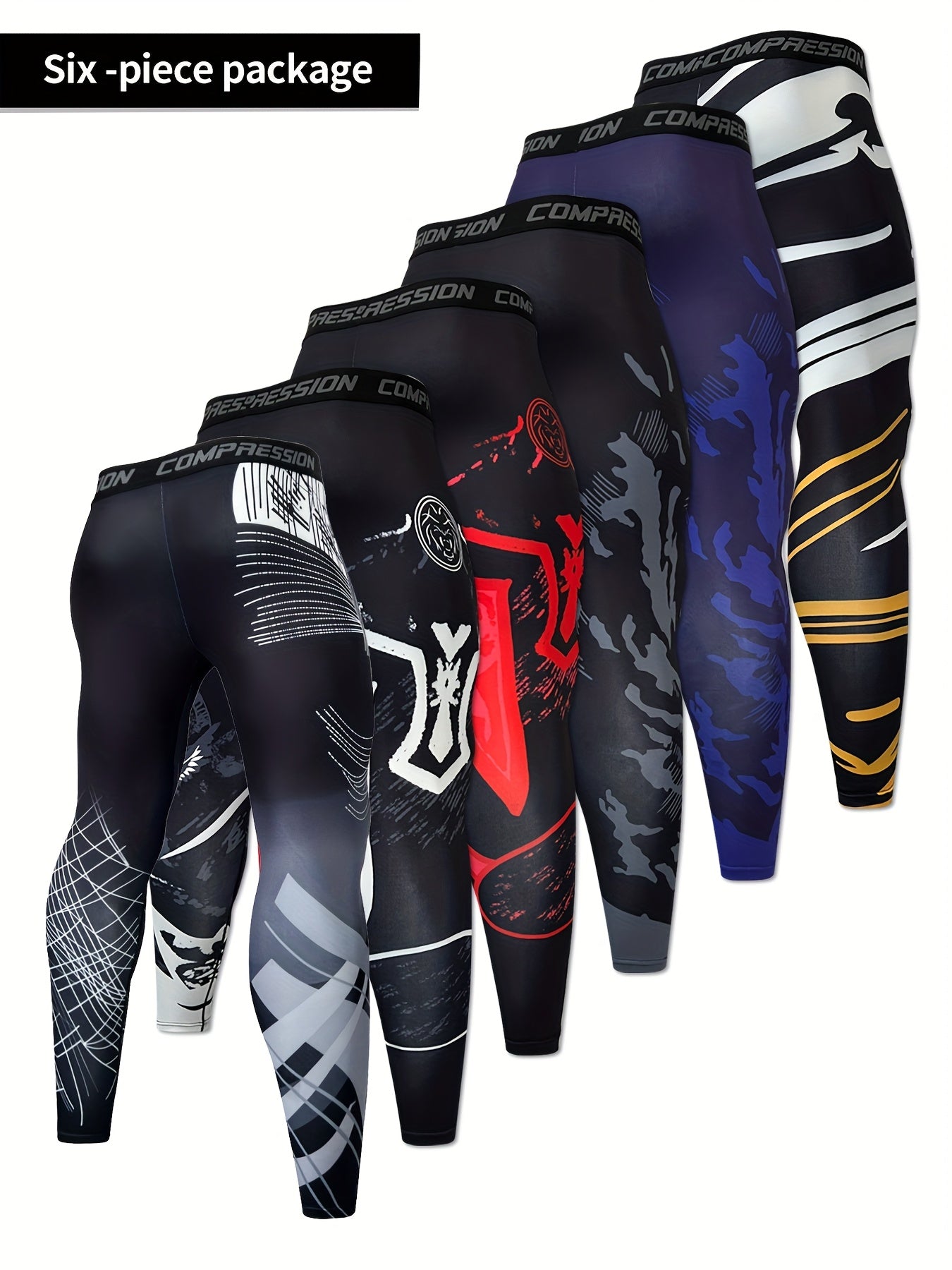6pcs Men'S Compression Sport Pants