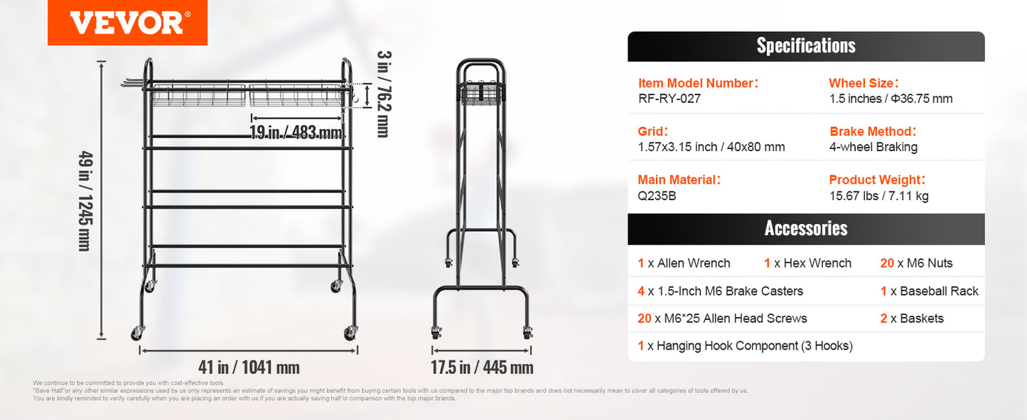 VEVOR 4-Layer Rolling Basketball Rack And Shooting Stand
