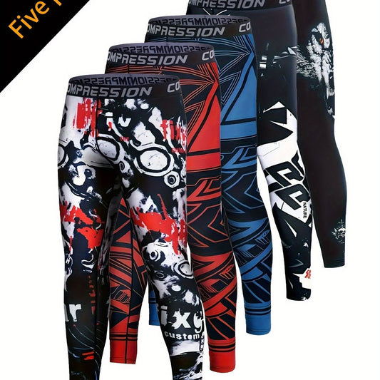 5pcs Men's Camo Compression Leggings -