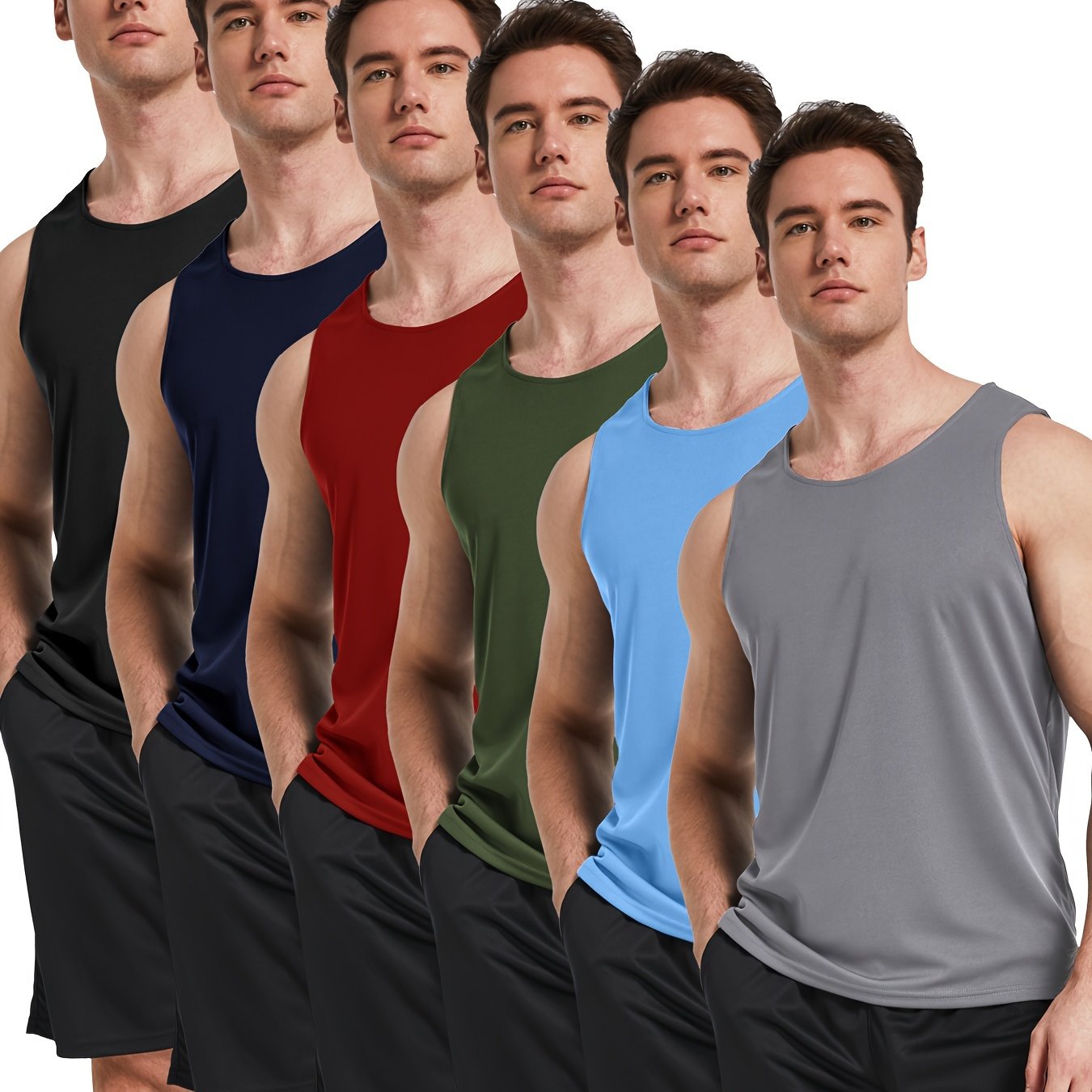 TELALEO Men's Athletic Tank Tops - 6pcs,