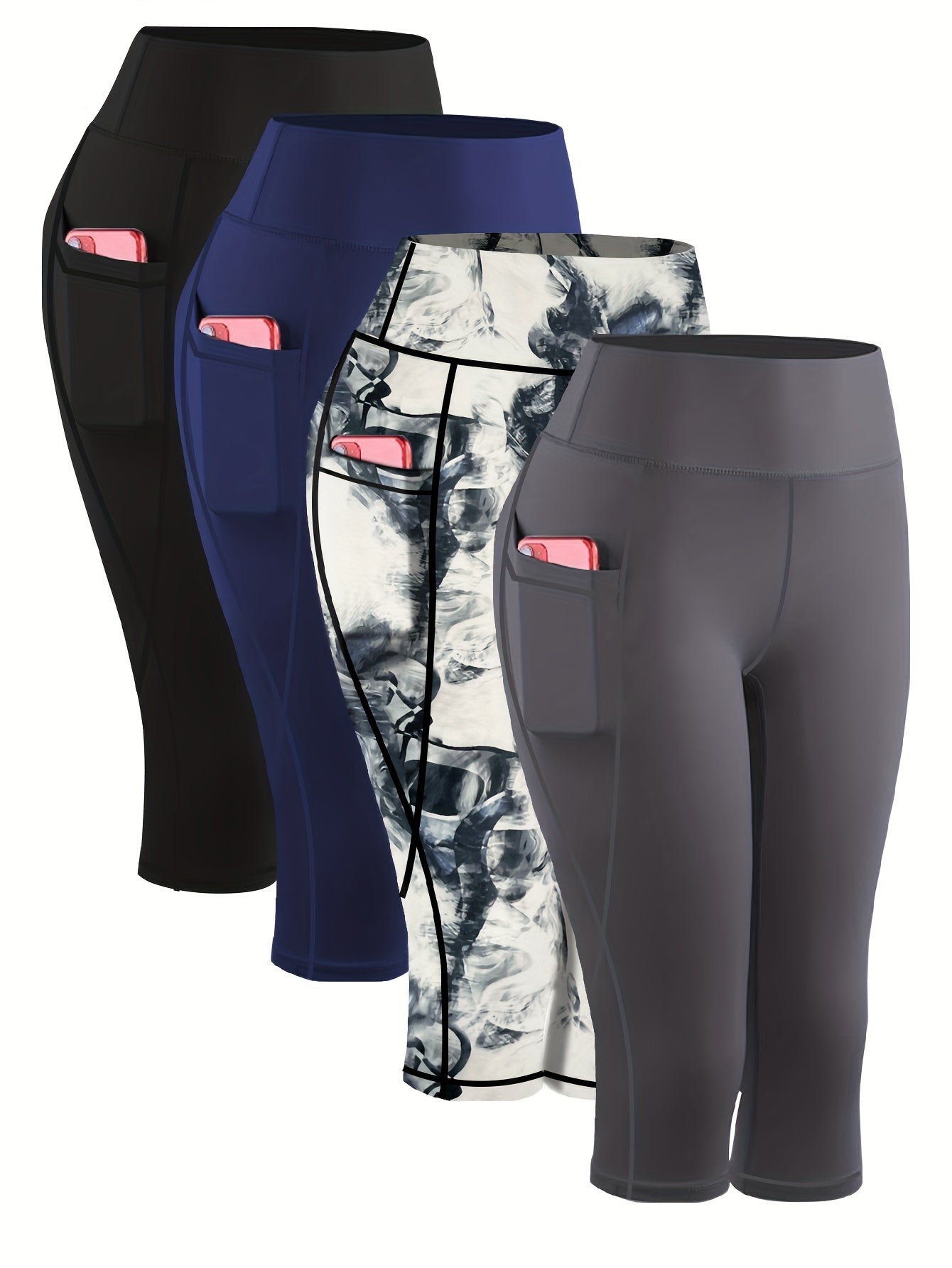 Plus-Size Women's High-Waist Capri Yoga Leggings With Pockets