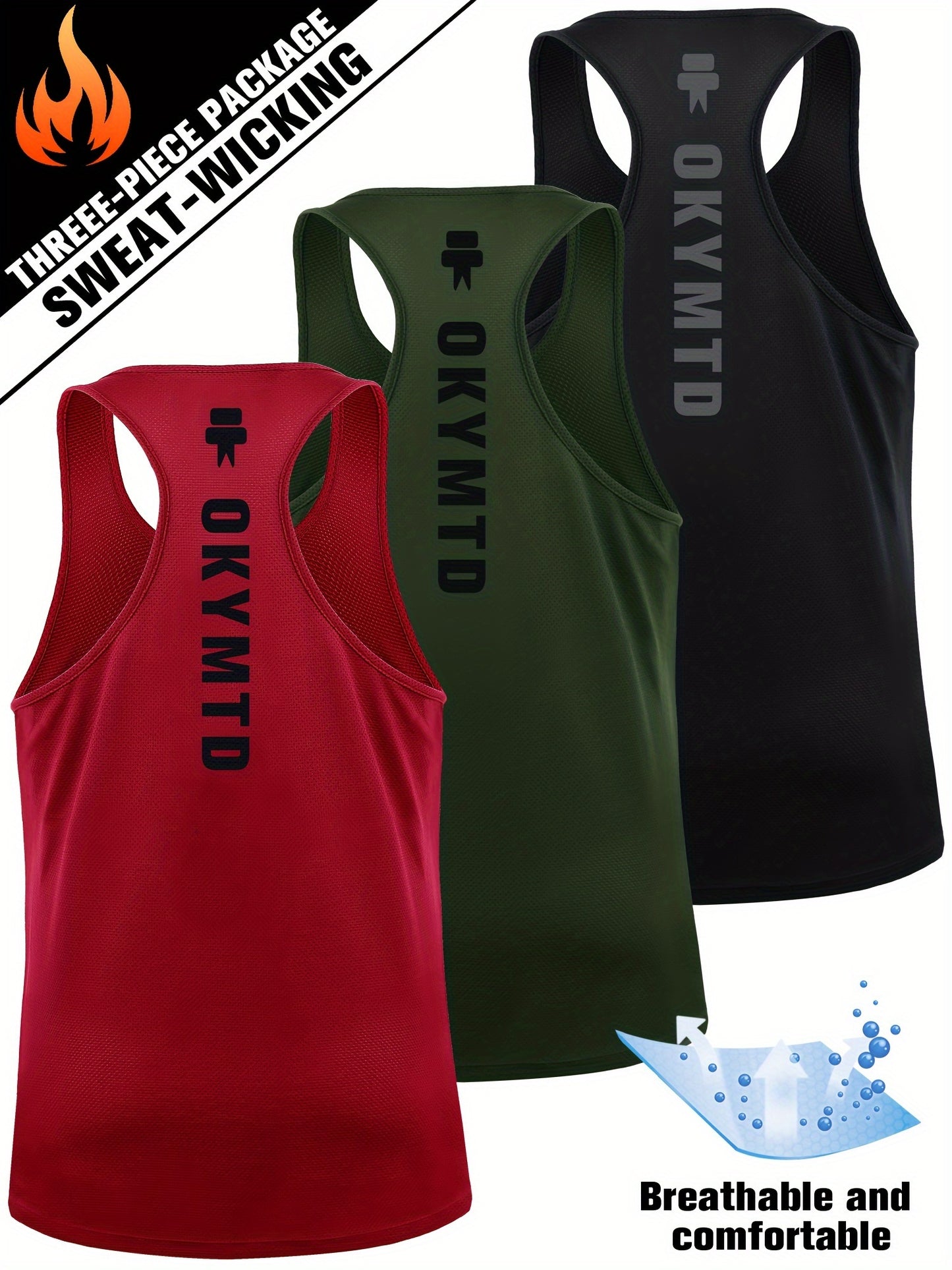 3pcs Quick Dry Men's Athletic Tank Tops