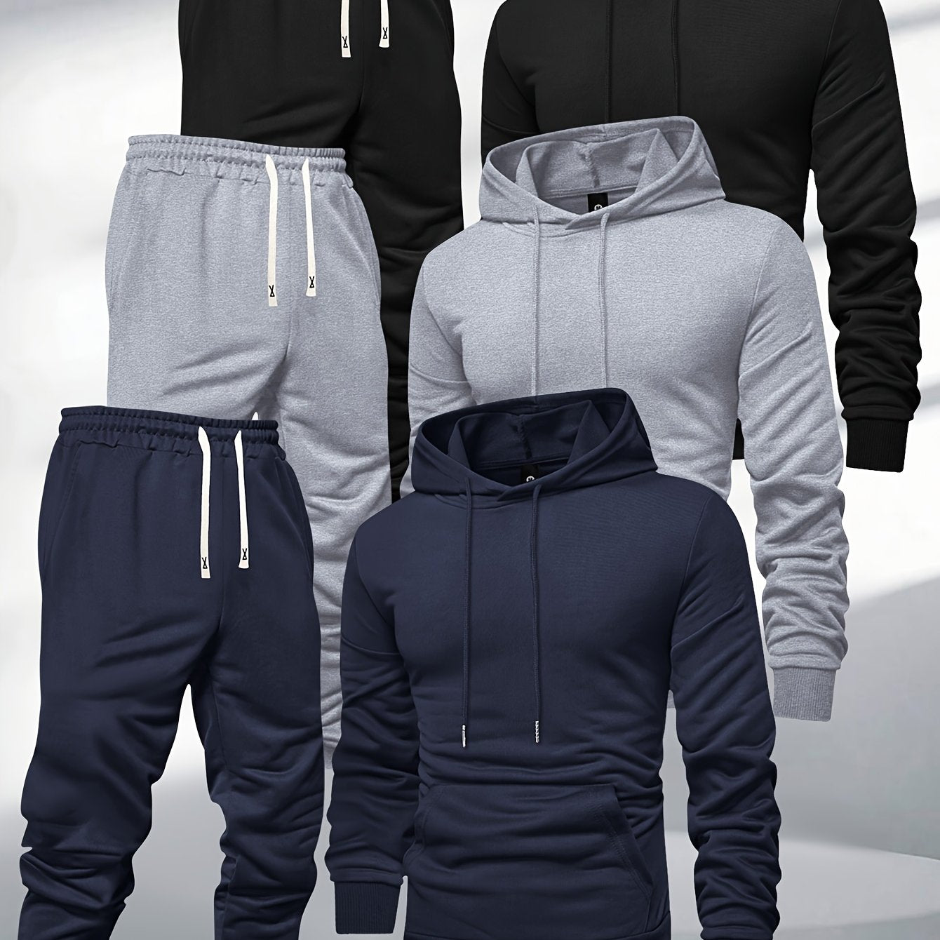 Men's Hooded Sweatshirt And Sweatpants Set 3-Piece