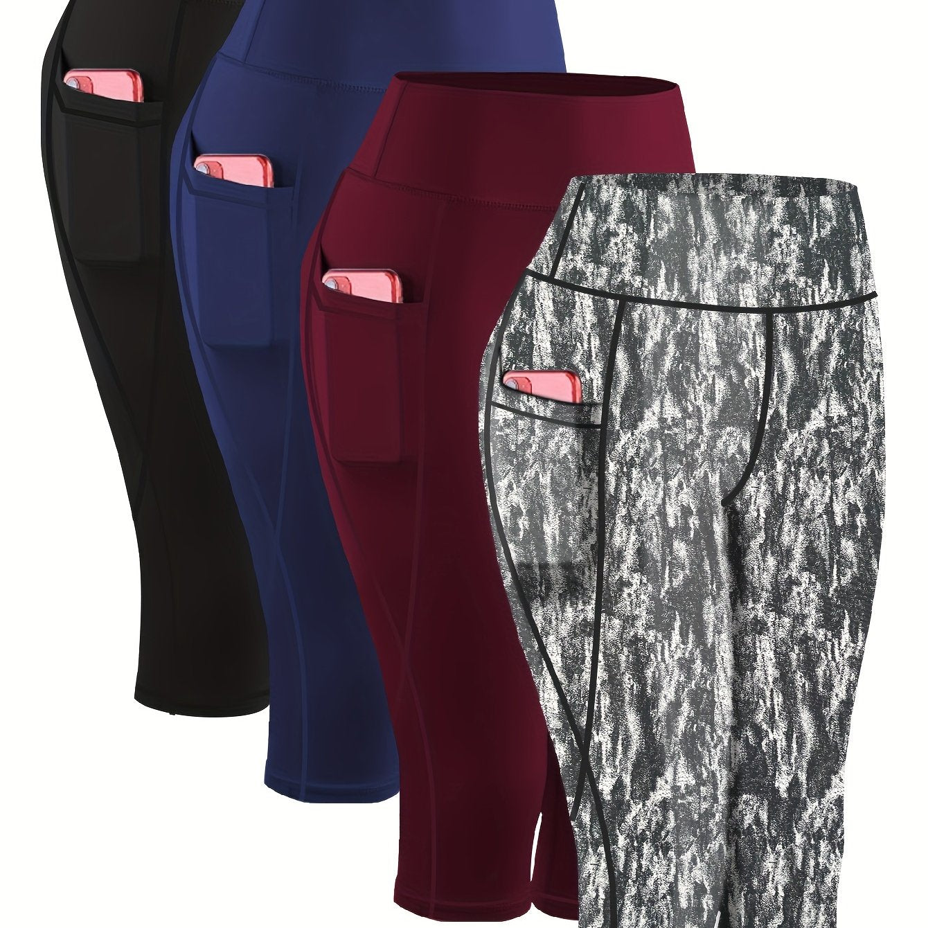 Plus-Size Women's High-Waist Capri Yoga Leggings With Pockets