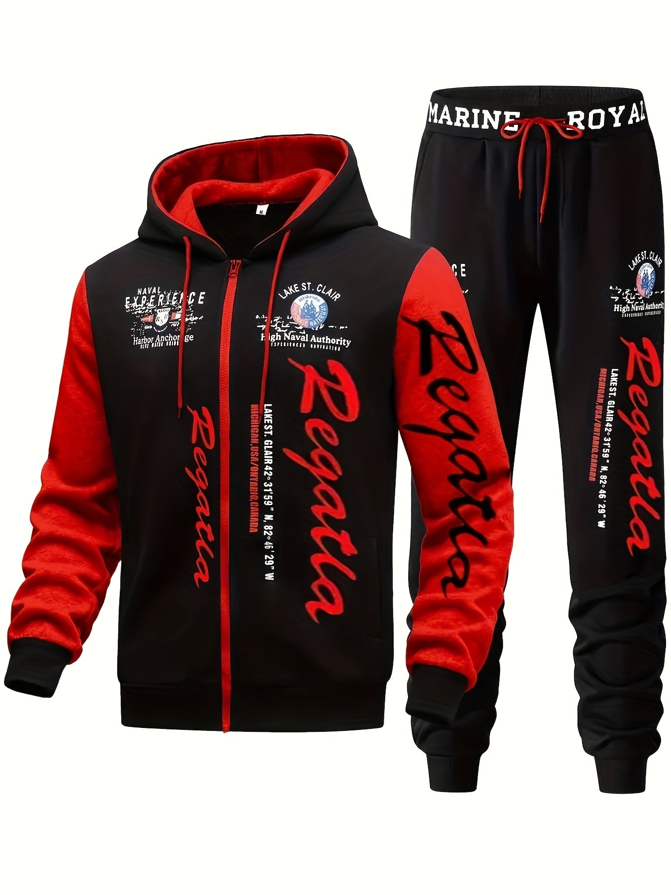 Men's Hooded Letter Printed Sportswear Set,
