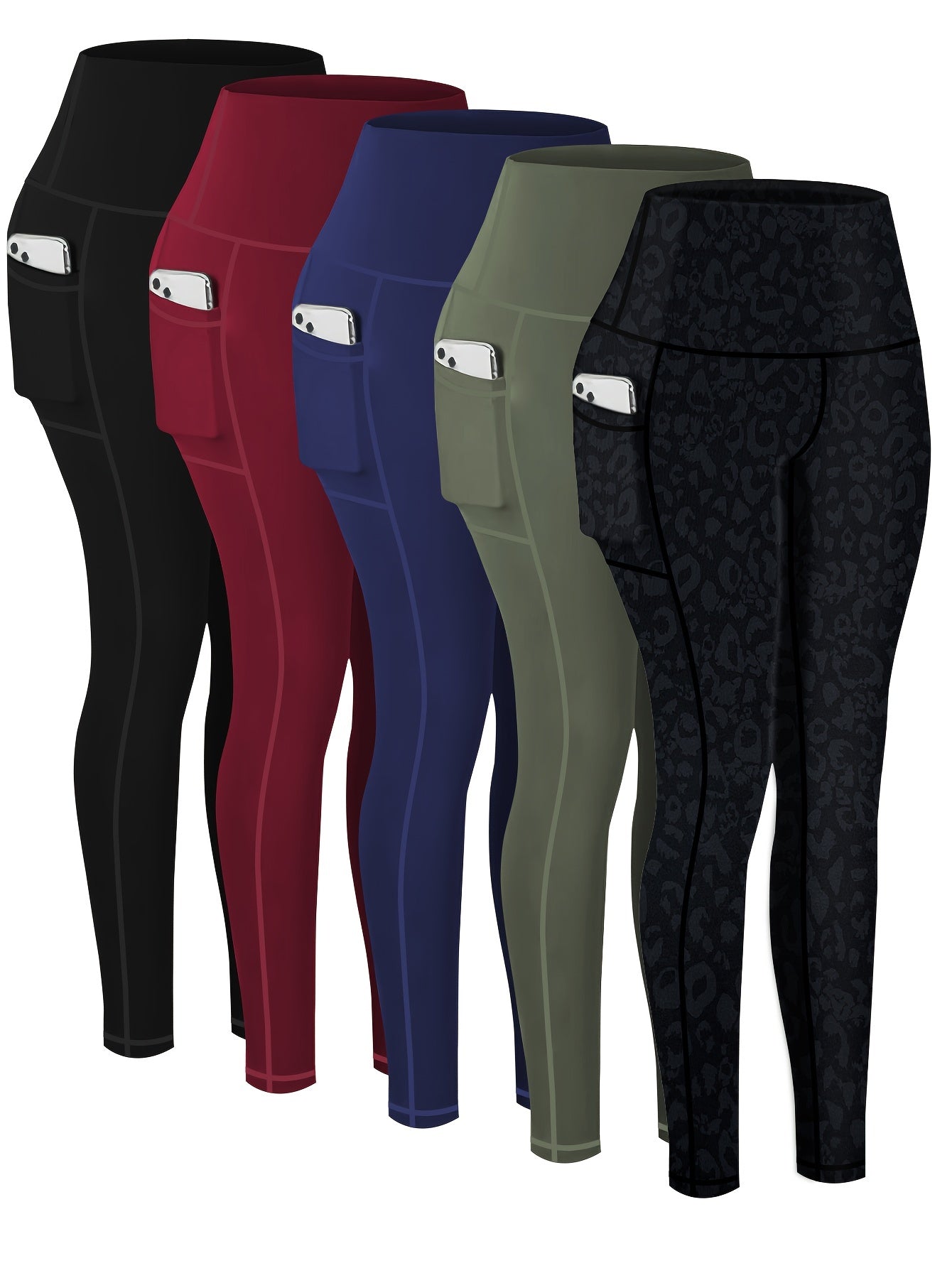 5-Pack Plus Size Sports Leggings For Women,