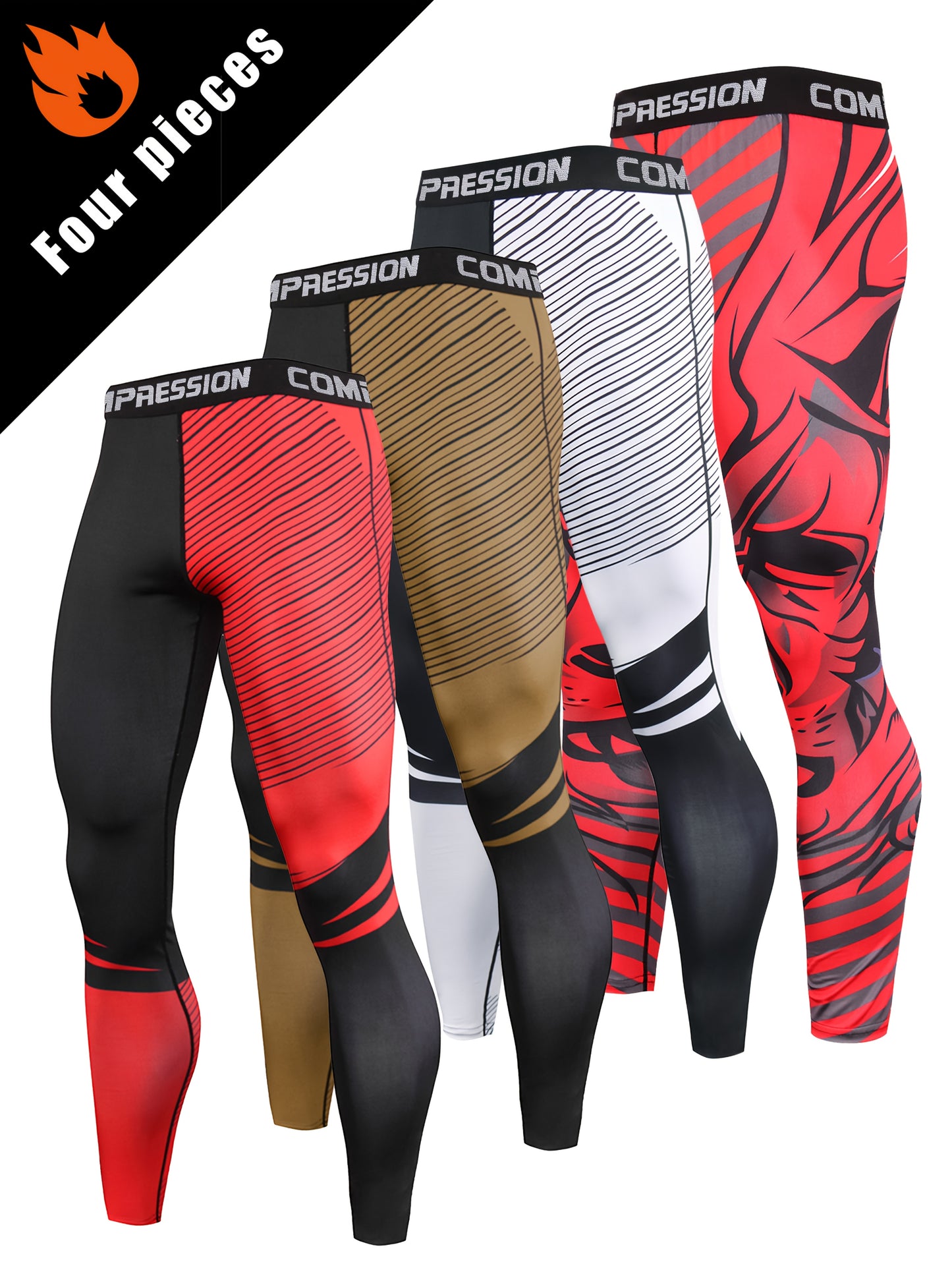 4pcs set of Men's sports leggings
