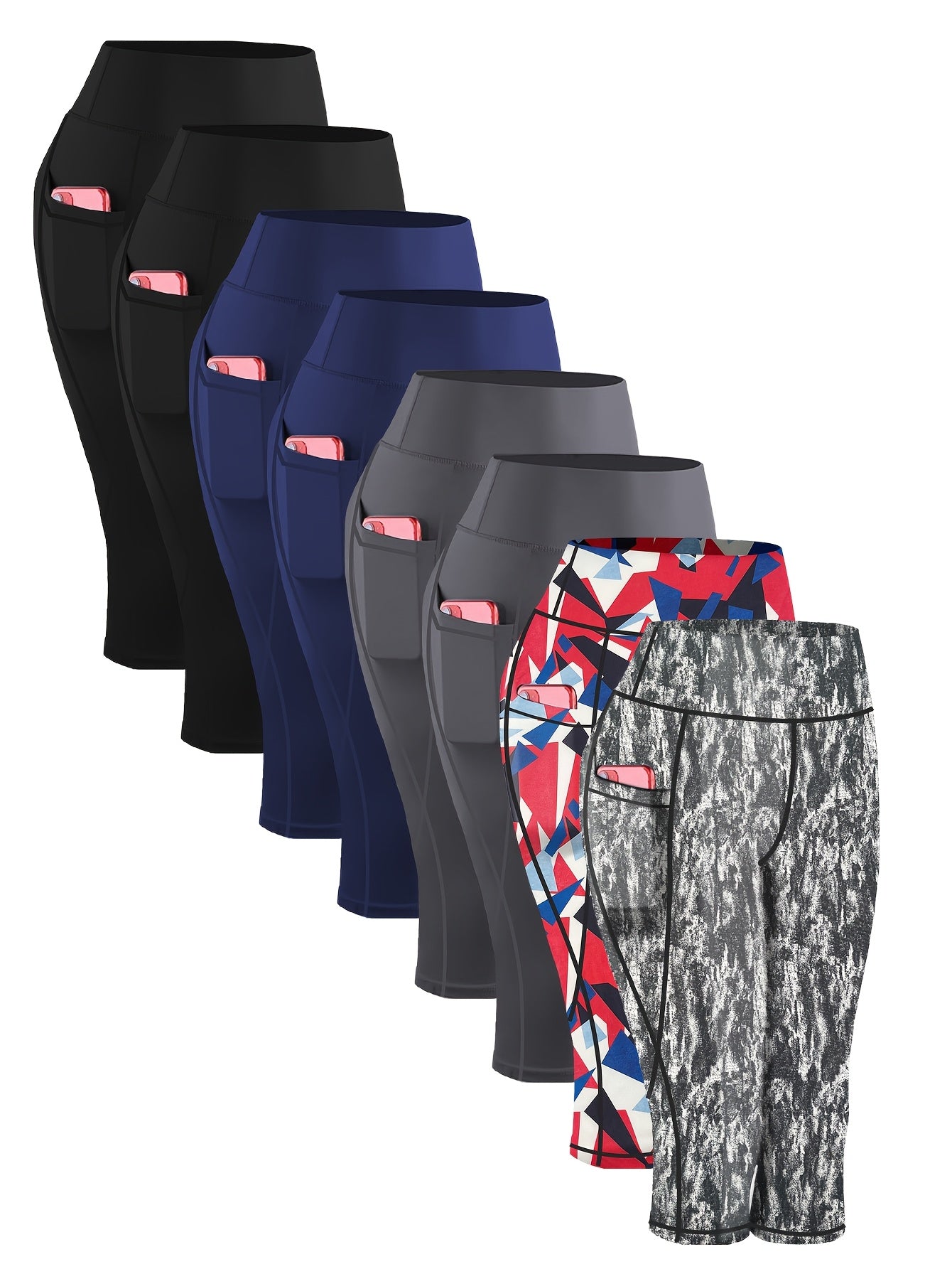[Stretchy | Yoga] 8pcs Plus Size High-Waisted Yoga Leggings |