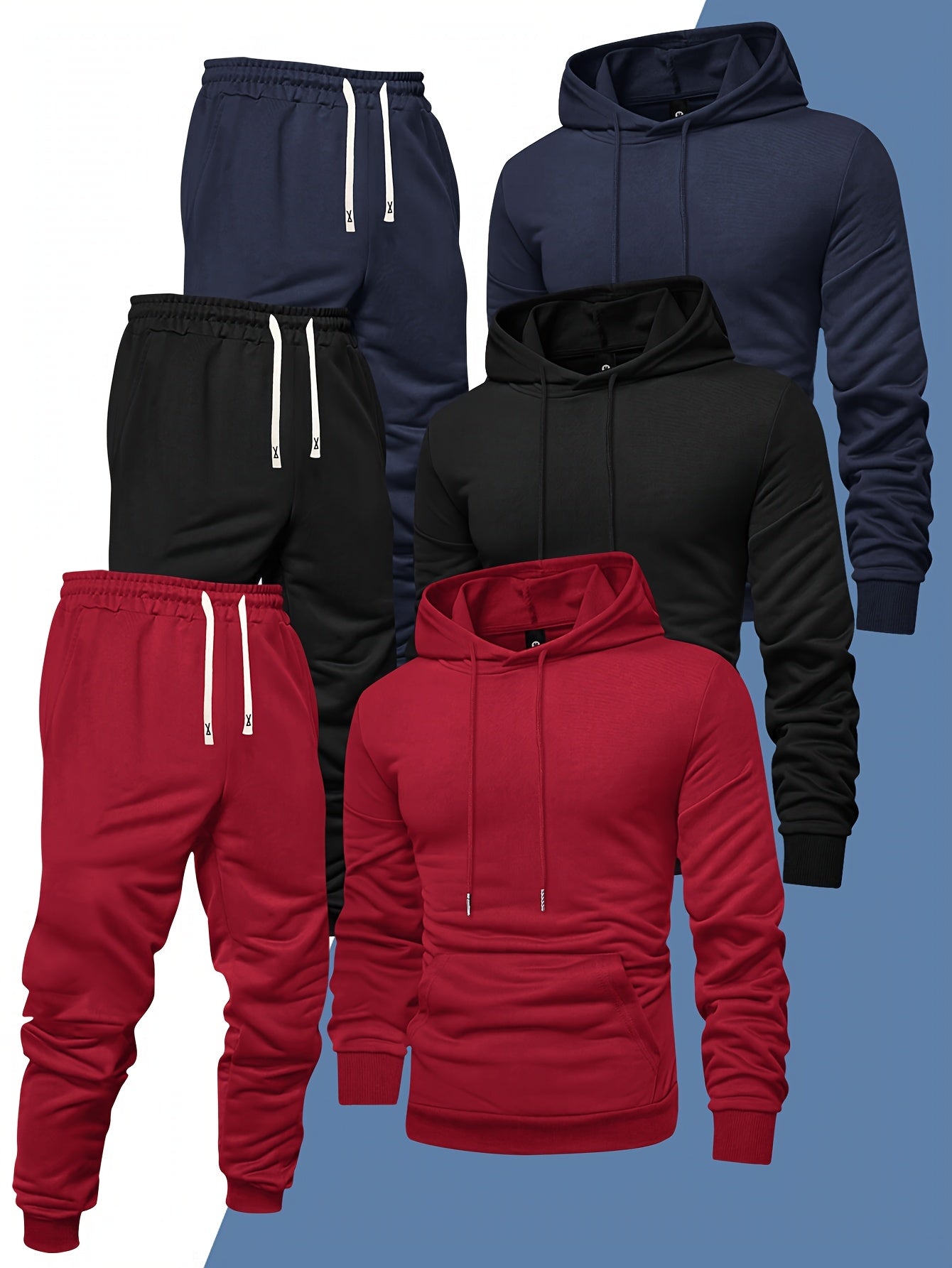 Men's Hooded Sweatshirt And Sweatpants Set 3-Piece