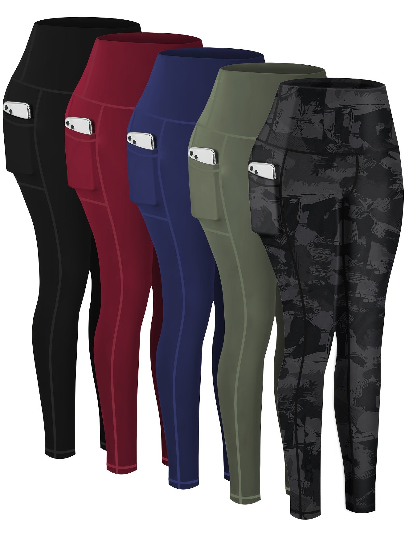 5-Pack Plus Size Sports Leggings For Women,