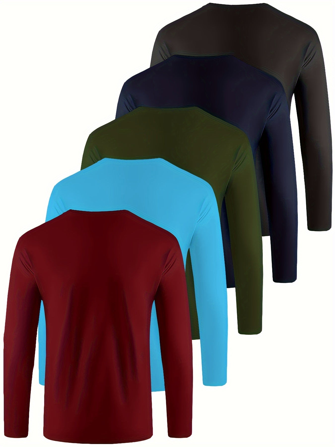 5pcs Men's Premium Quick-Dry Long Sleeve Athletic T-Shirts