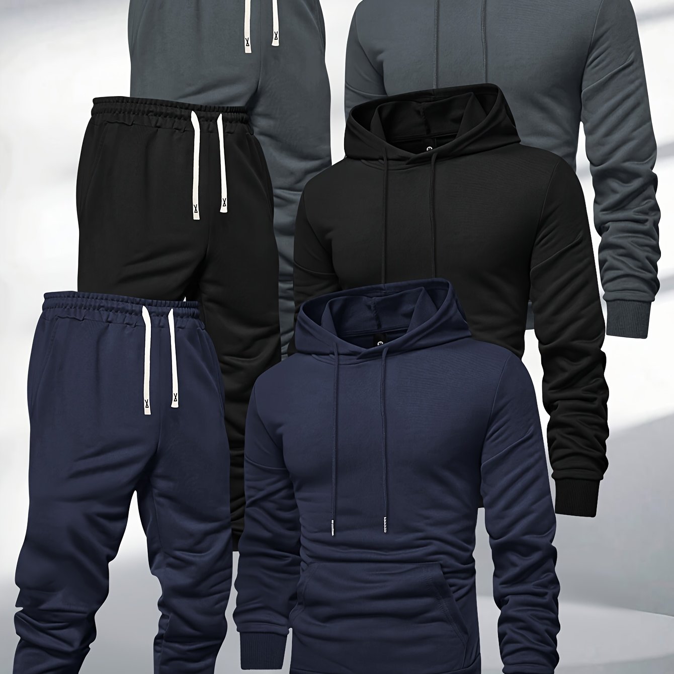 Men's Hooded Sweatshirt And Sweatpants Set 3-Piece