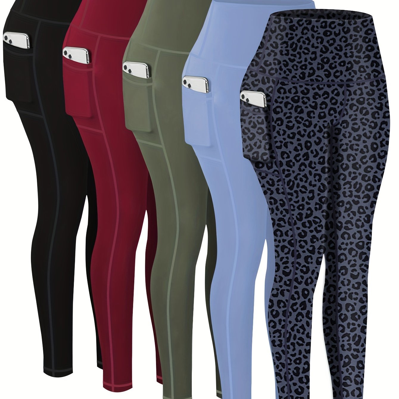 5-Pack Plus Size Sports Leggings For Women,