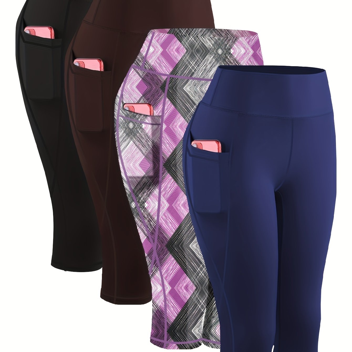 Plus-Size Women's High-Waist Capri Yoga Leggings With Pockets