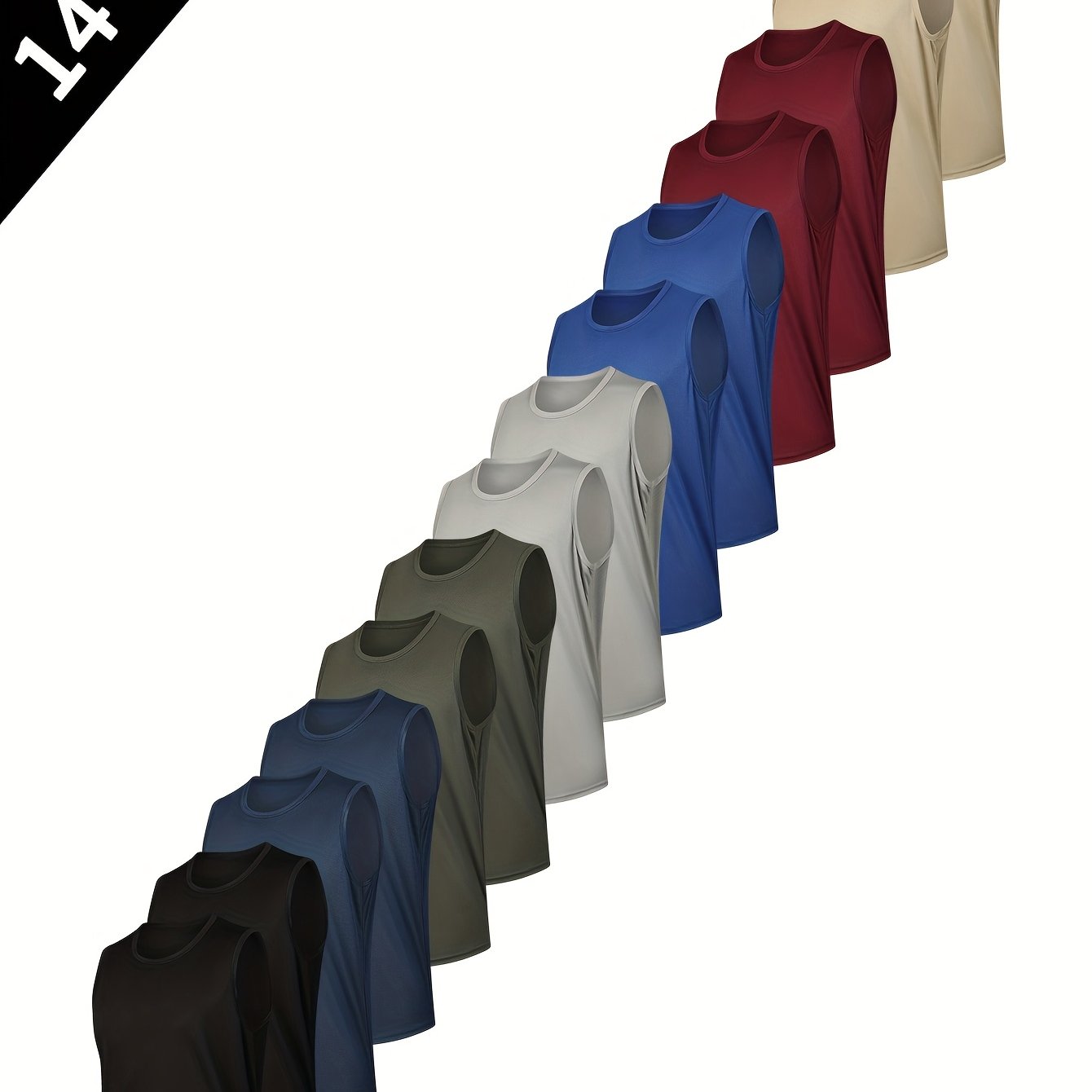 14 Pack Men'S Breathable Crew Neck Vest