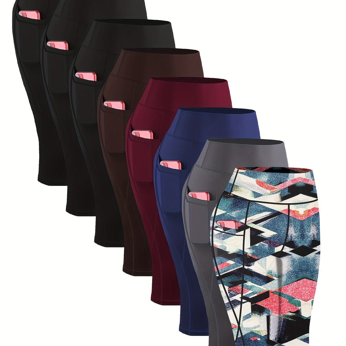 [Stretchy | Yoga] 8pcs Plus Size High-Waisted Yoga Leggings |