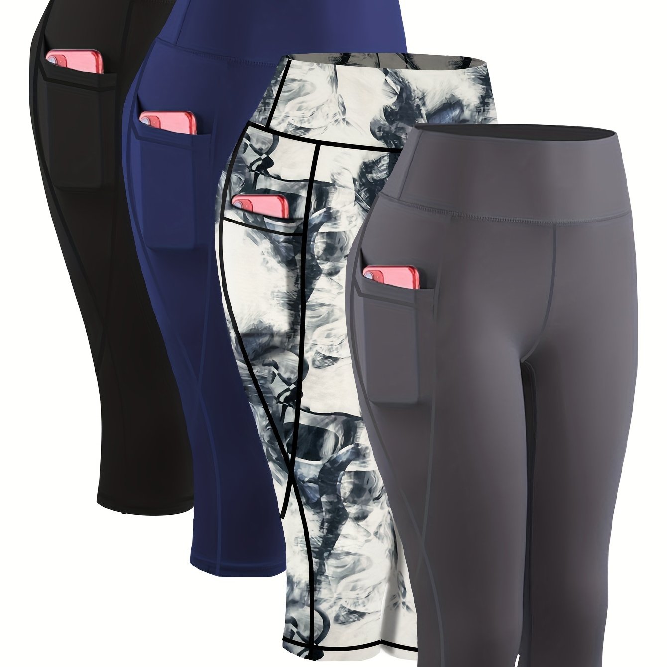 Plus-Size Women's High-Waist Capri Yoga Leggings With Pockets