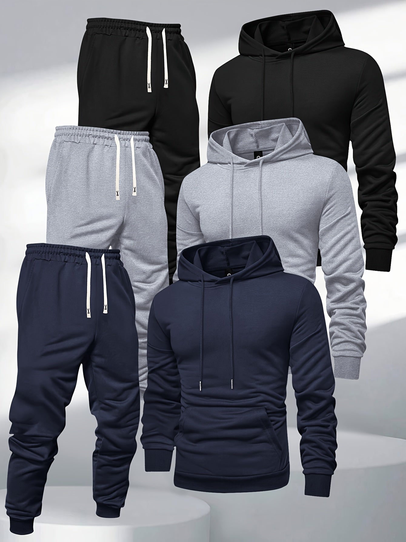 Men's Hooded Sweatshirt And Sweatpants Set 3-Piece