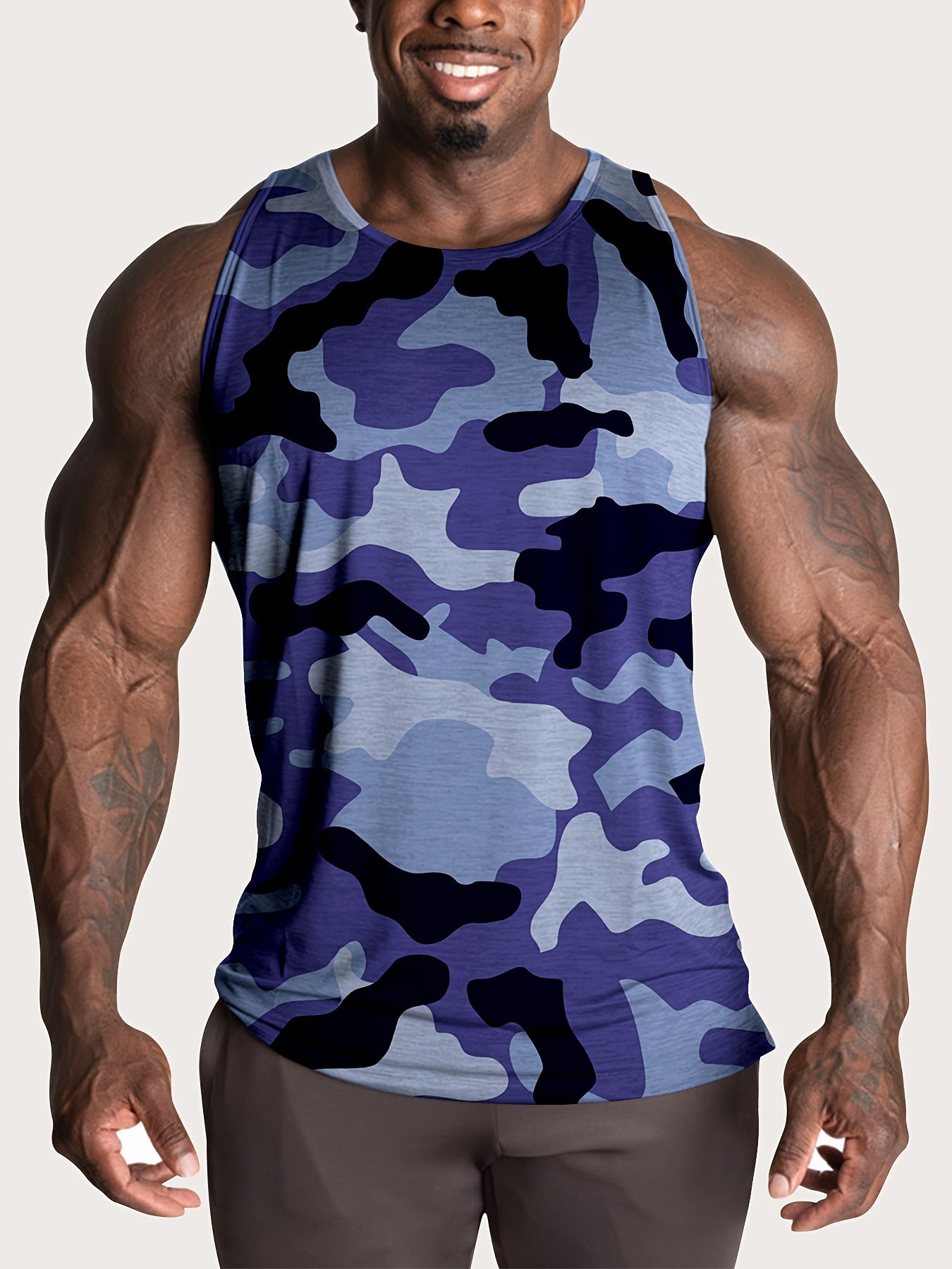 [4pcs Camo Tank Tops] 4pcs Plus Size Men's Camouflage Tank Tops