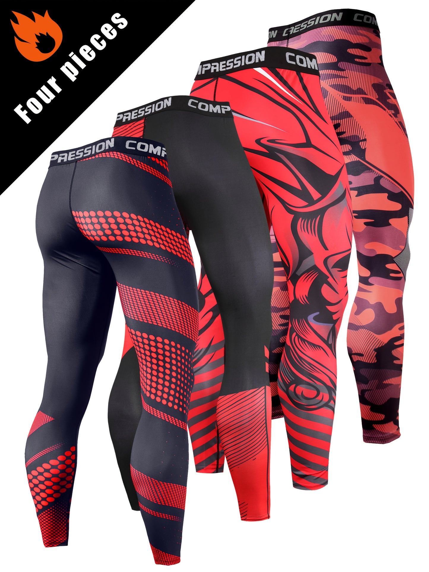 4pcs set of Men's sports leggings