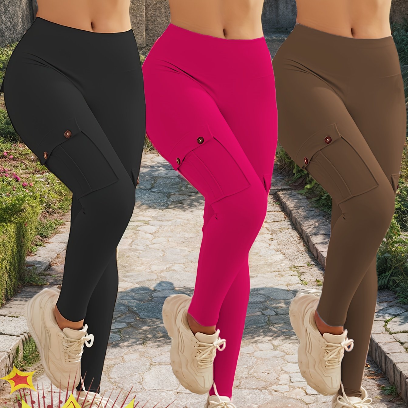 3pcs JEGGE High Waist Yoga Leggings