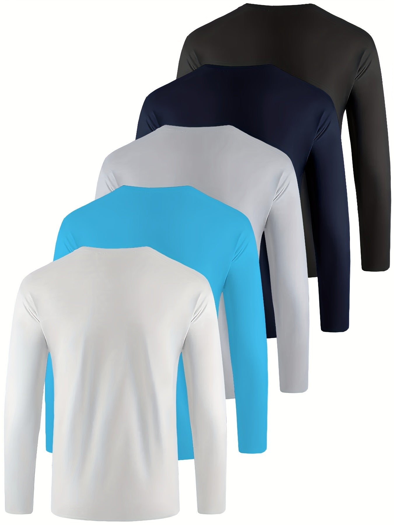 5pcs Men's Premium Quick-Dry Long Sleeve Athletic T-Shirts