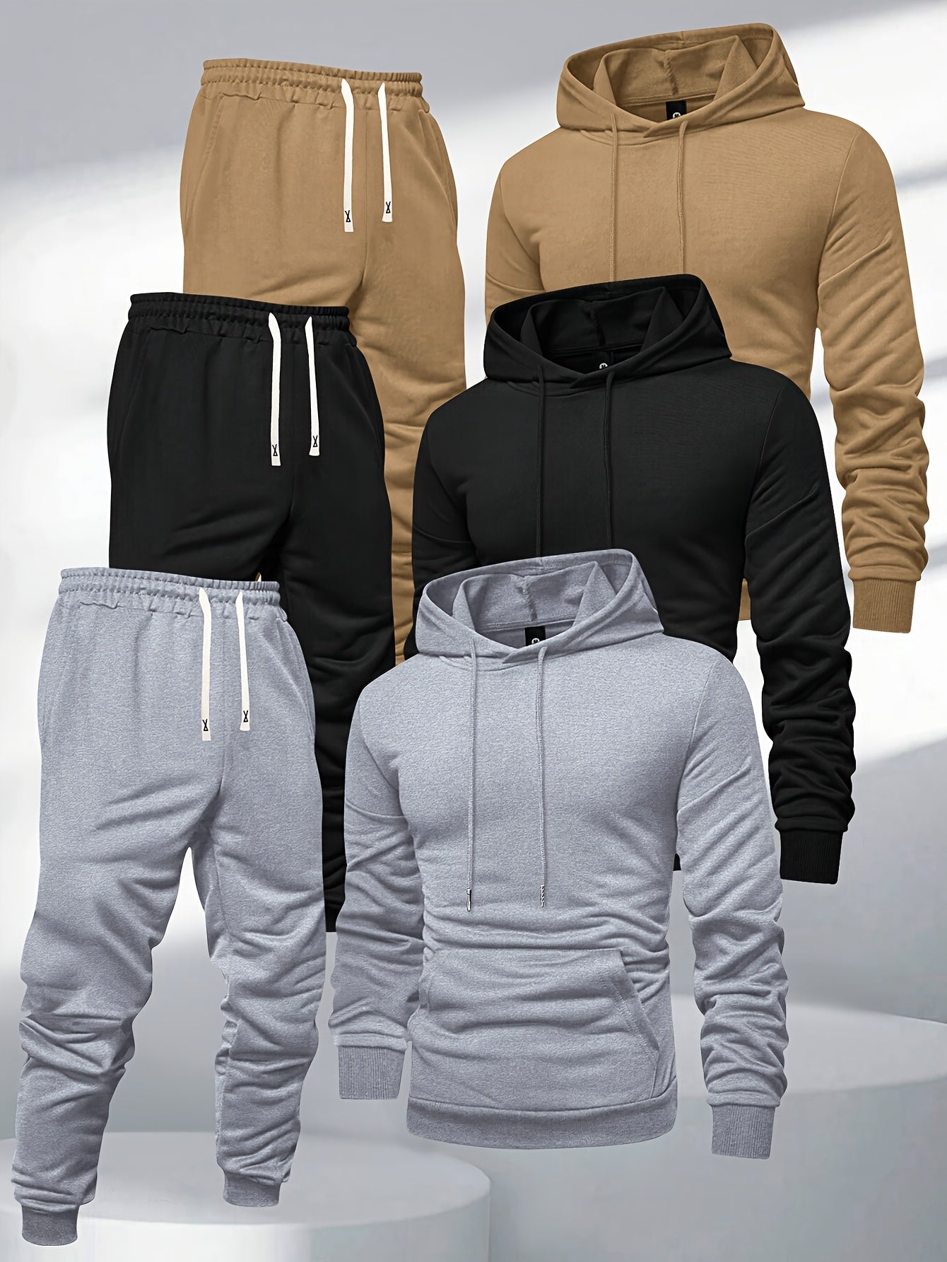 Men's Hooded Sweatshirt And Sweatpants Set 3-Piece