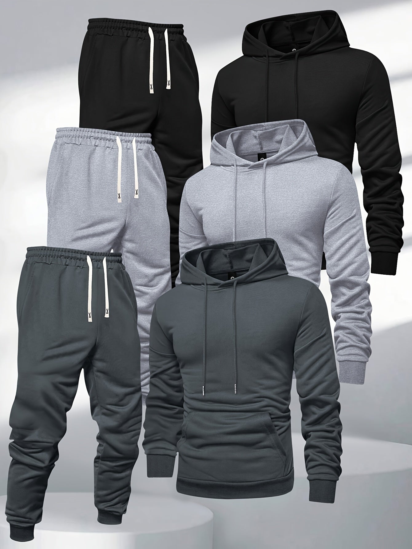 Men's Hooded Sweatshirt And Sweatpants Set 3-Piece