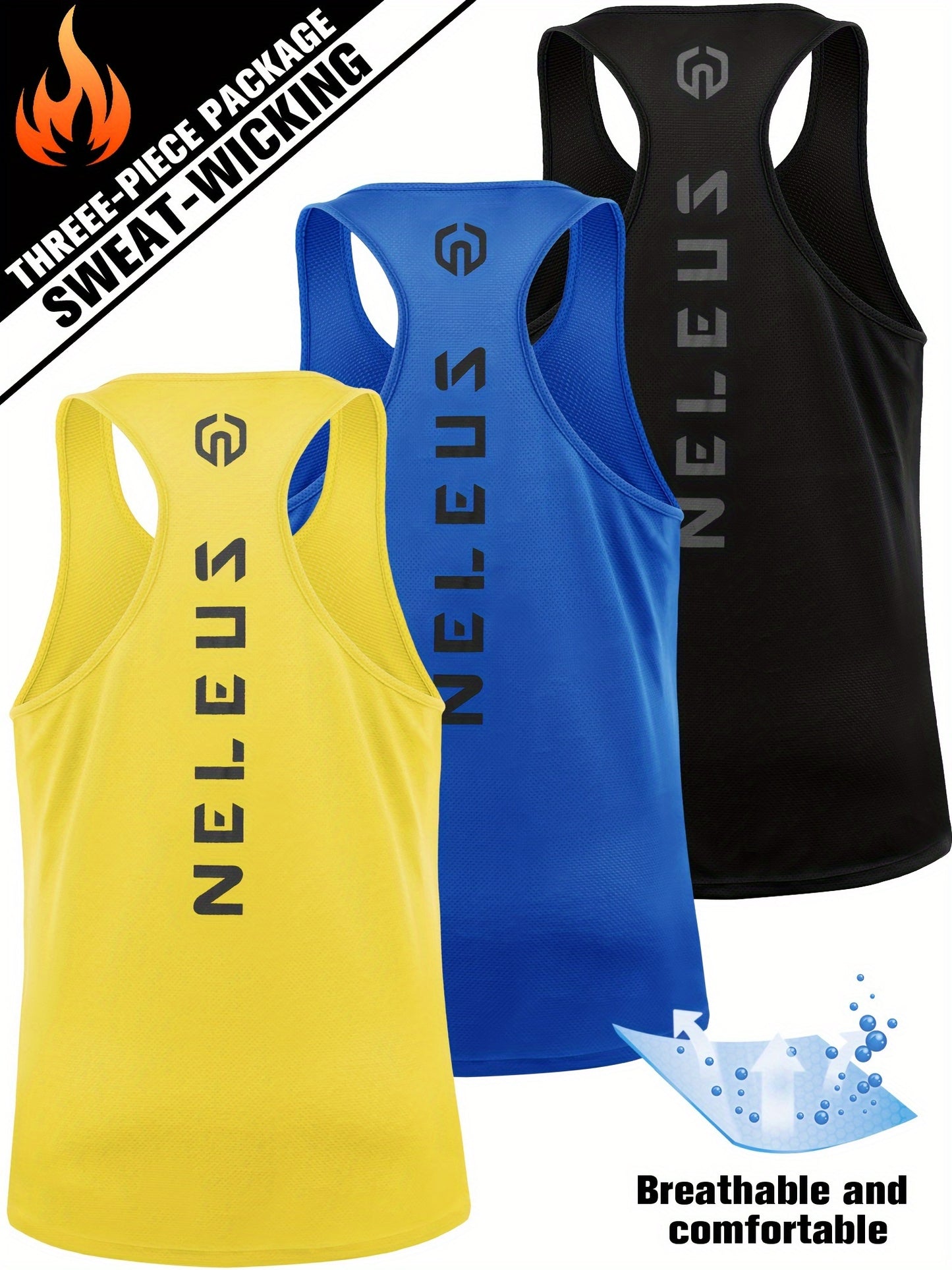 3pcs Quick Dry Men's Athletic Tank Tops