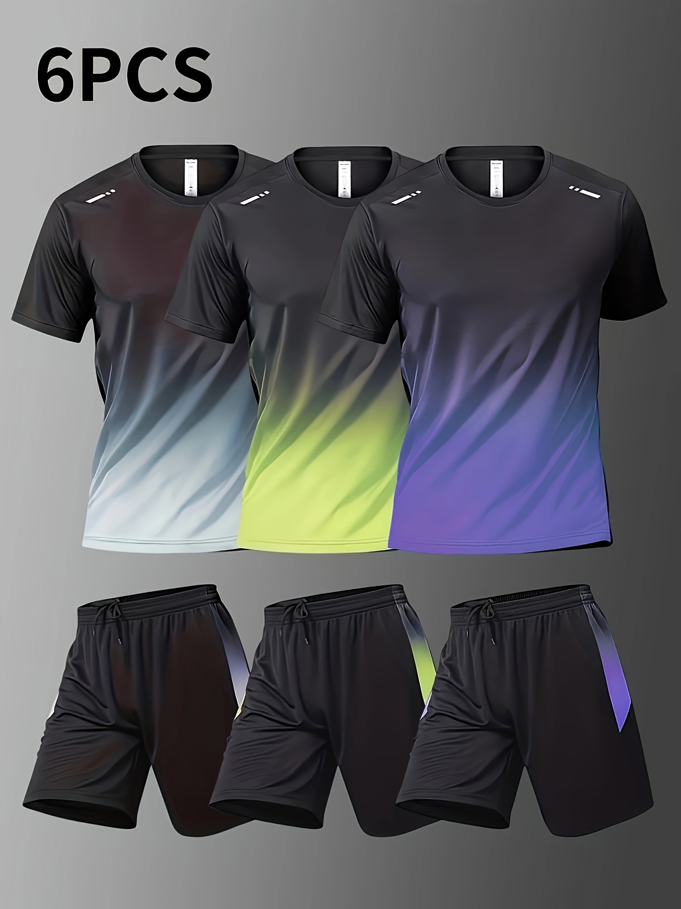 Six Piece Men's Sports Suit for Running and Gym Wear