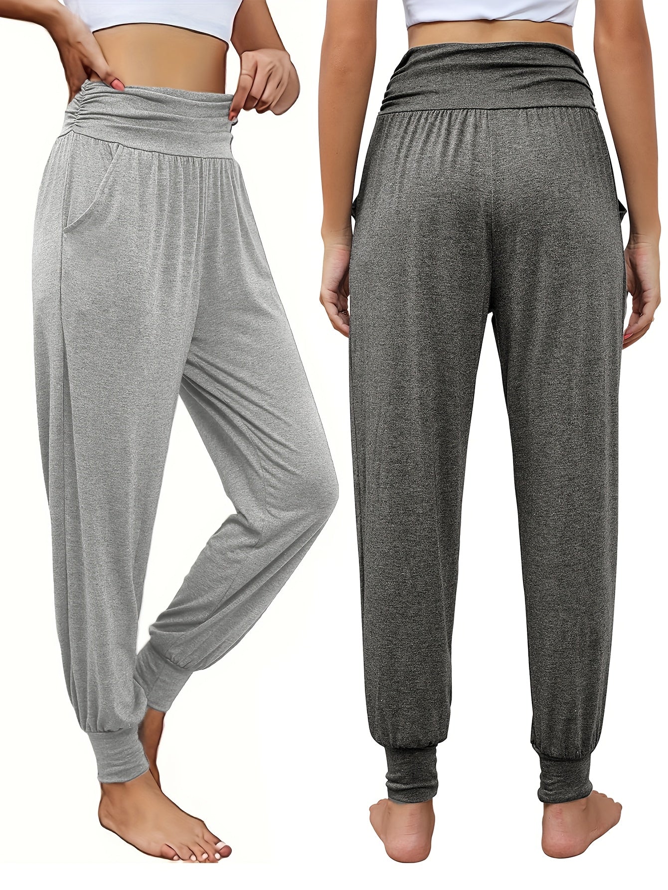 High Waist Elastic 2-Pack Women's Jogger Pants