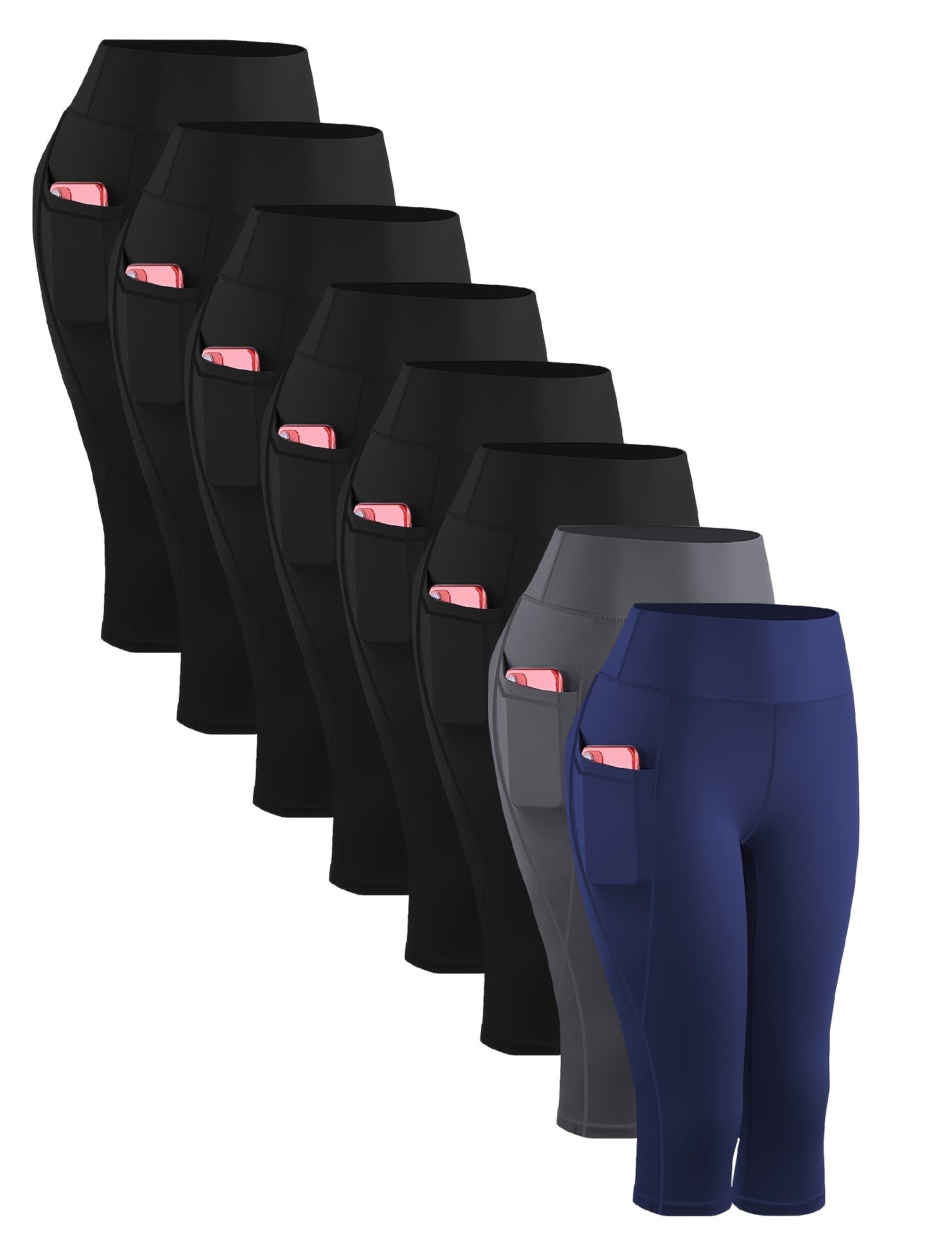 [Stretchy | Yoga] 8pcs Plus Size High-Waisted Yoga Leggings |