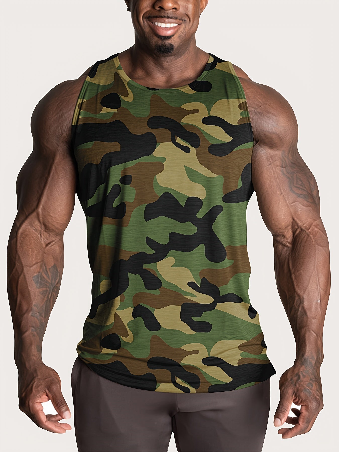 [4pcs Camo Tank Tops] 4pcs Plus Size Men's Camouflage Tank Tops