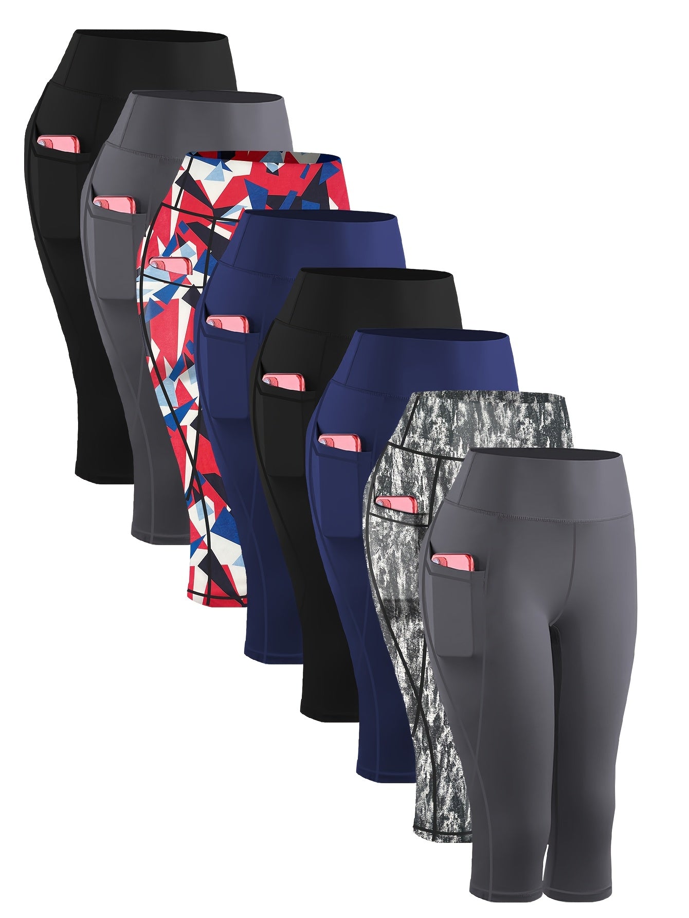 [Stretchy | Yoga] 8pcs Plus Size High-Waisted Yoga Leggings |