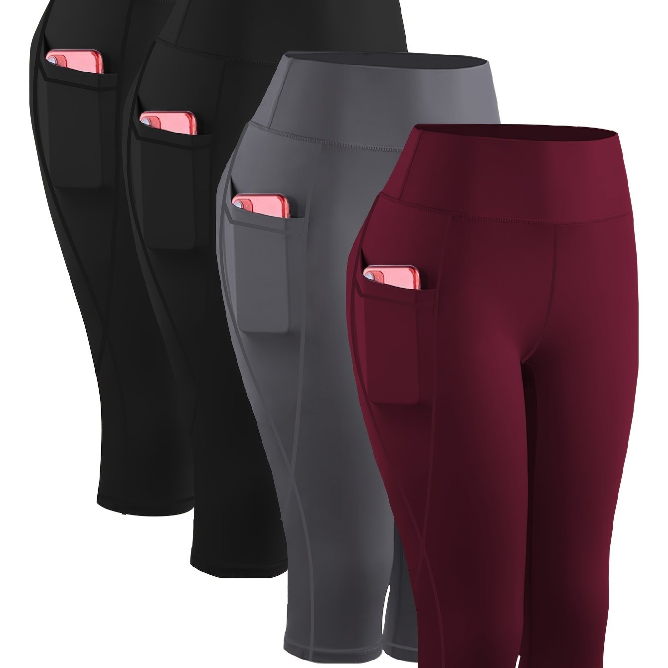 Plus-Size Women's High-Waist Capri Yoga Leggings With Pockets